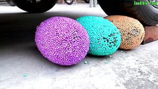 Crushing Crunchy & Soft Things By Car | Experiment: Car vs Colour Foam Balls