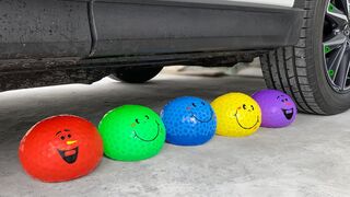 Crushing Crunchy & Soft Things By Car | Experiment: Car vs Funny Rainbow Balloons