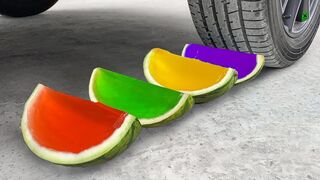Crushing Crunchy & Soft Things By Car | Experiment: Car vs Watermelon Rainbow Jellys