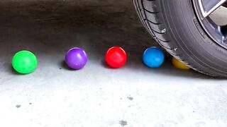 Crushing Crunchy & Soft Things By Car | Experiment: Car vs Rainbow Styrofoam Ball vs Cans