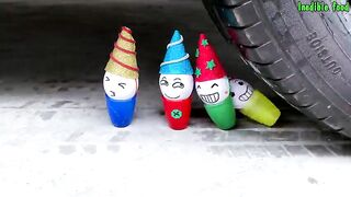 Crushing Crunchy & Soft Things By Car | Experiment: Car vs Rainbow Styrofoam Ball vs Cans