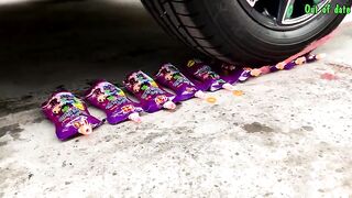 Crushing Crunchy & Soft Things By Car | Experiment: Car vs Colours Lighter
