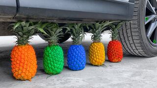 Crushing Crunchy & Soft Things By Car | Experiment: Car vs Rainbow Pineapple