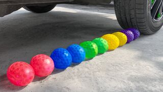 Crushing Crunchy & Soft Things By Car | Experiment: Car vs Rainbow Orbeez in Balloons