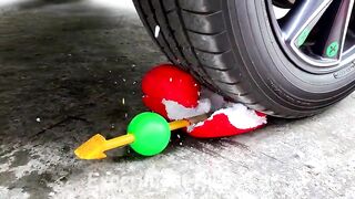 Crushing Crunchy & Soft Things By Car | Experiment: Car vs Rainbow Orbeez in Balloons