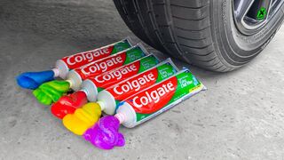 Crushing Crunchy & Soft Things By Car! | Experiment: Car vs Color Toothplaste