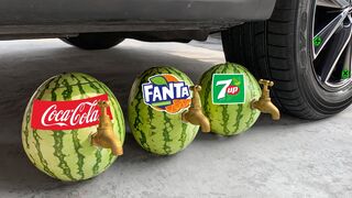 Crushing Crunchy & Soft Things By Car | Experiment: Car vs Watermelon Juice | All Car