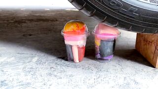 Crushing Crunchy & Soft Things by Car!- Experiment Car Vs Rainbow M&M Candy And Ice Cream