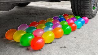 Crushing Crunchy & Soft Things by Car!- Experiment Car vs Rainbow Water Balloons | All Car
