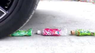 Crushing Crunchy & Soft Things by Car!- Experiment Car vs Rainbow Jellys, Tube Light