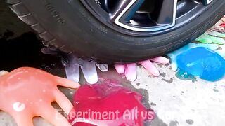 Crushing Crunchy & Soft Things by Car!- Experiment: Car vs Rainbow Glove