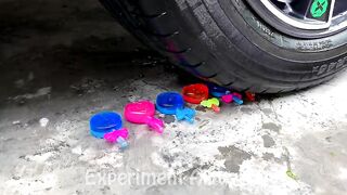 Crushing Crunchy & Soft Things by Car!- Experiment Car vs Rainbow Balloons and Pepsi