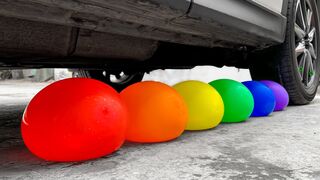 Crushing Crunchy & Soft Things by Car!- Experiment Car Vs Water in Color Balloons