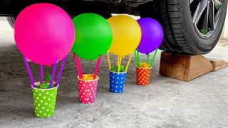 Crushing Crunchy & Soft Things by Car!- Experiment Car vs Rainbow Balloons