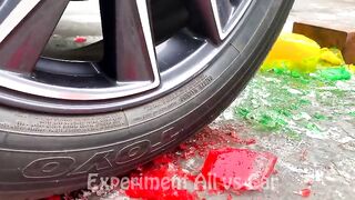 Crushing Crunchy & Soft Things by Car!- Experiment Car vs Color Ice