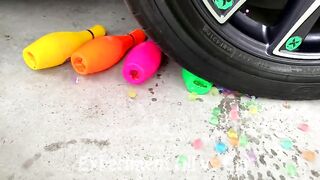 Crushing Crunchy & Soft Things by Car!- Experiment Car vs Ball, Floral Foam, Eggs