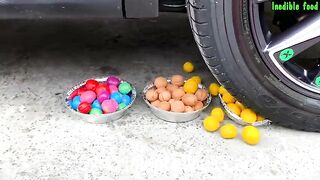 Crushing Crunchy & Soft Things by Car!- Experiment Car vs Toothpaste and Balloons, Orbeez