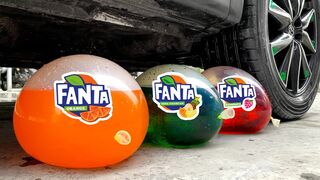 Crushing Crunchy & Soft Things by Car!- Experiment: Car vs Fanta in Balloons