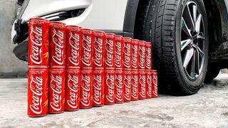 Crushing Crunchy & Soft Things by Car!- Experiment Car vs 24 Coca Cola Cans, Balloons, Kimchi