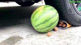 Crushing Crunchy & Soft Things by Car!- Experiment: Car vs Watermelon, Piggy Bank