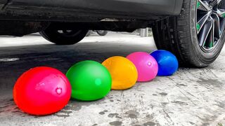 Crushing Crunchy & Soft Things by Car! Experiment Car vs Color Balloons, Candy