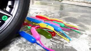 Crushing Crunchy & Soft Things by Car! Experiment: Car vs Jelly Balloons, CD