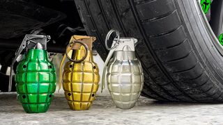 Crushing Crunchy & Soft Things by Car! Experiment: Car vs Grenade, Apple