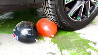 Crushing Crunchy & Soft Things by Car! Experiment: Car vs Pepsi, Fanta, Mirinda in Balloons