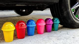 Crushing Crunchy & Soft Things by Car!- Experiment: Car vs Colored Plastic Cups | All Car