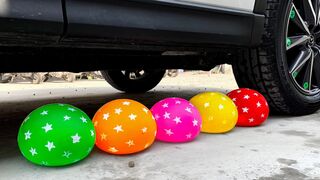 Crushing Crunchy & Soft Things by Car!- Experiment Car vs Water Balloons