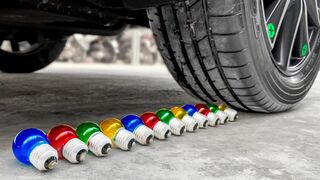 Crushing Crunchy & Soft Things by Car! Experiment: Car vs Rainbow Light bulbs