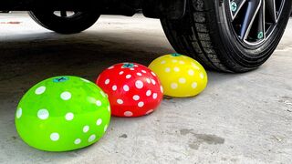 Crushing Crunchy & Soft Things by Car! Experiment Car vs Polka Dots Balloons