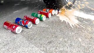 Crushing Crunchy & Soft Things by Car! Experiment Car vs Coca Cola, Fanta, Mirinda vs Mentos | #126