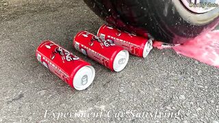 Crushing Crunchy & Soft Things by Car! Experiment Car vs  Pacman Watermelon Roll Meets a Black Bug