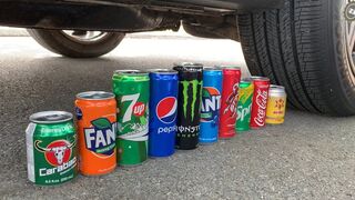 Crushing Crunchy & Soft Things by Car! Experiment Car vs Coca Cola, Fanta, Mtn Dew, Pepsi, Sprite #3