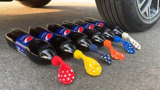 Crushing Crunchy & Soft Things by Car! Experiment Car vs Pepsi, Cola, Fanta Balloons | Satisfying