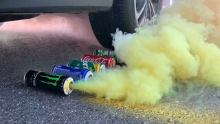 Crushing Crunchy & Soft Things by Car! Experiment Car vs Coca Cola Color Smoke Bomb | Satisfying