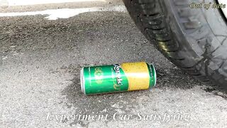 Crushing Crunchy & Soft Things by Car! Experiment Car vs Coca, Sprite, Fanta in Condom | Satisfying