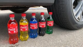 Crushing Crunchy & Soft Things by Car! Experiment Car vs Cola, Fanta, Mtn Dew & Mentos | Satisfying