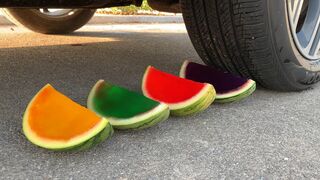 Crushing Crunchy & Soft Things by Car! Experiment Car vs Watermelon Rainbow Jelly | Satisfying