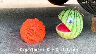 Crushing Crunchy & Soft Things by Car! Experiment Car vs Spider Pacman vs Doodles Ball | Satisfying