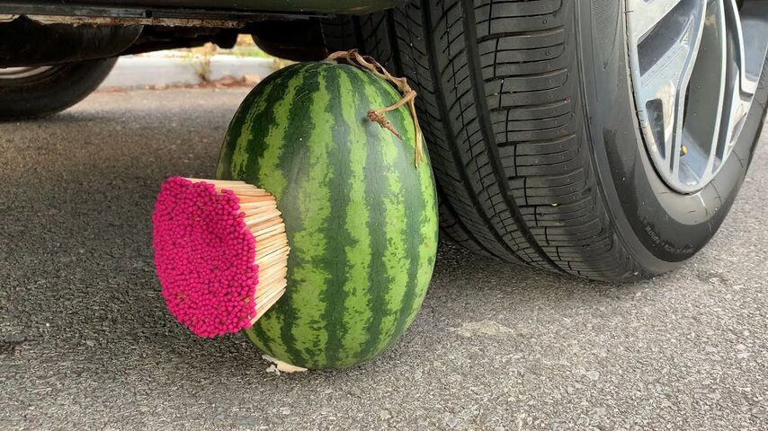 Crushing Crunchy & Soft Things by Car! Experiment Car vs Watermelon vs