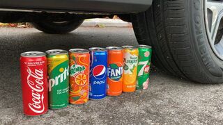 Crushing Crunchy & Soft Things by Car! Experiment Car vs Coca Cola, Mirinda Balloons | Satisfying