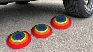 Crushing Crunchy & Soft Things by Car! Experiment Car vs Rainbow Plate, Watermelon Balloons