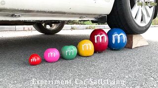 Crushing Crunchy & Soft Things by Car! Experiment Car vs Giant M&M Candy, Watermelon, Balloons