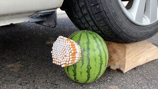 Crushing Crunchy & Soft Things by Car! Experiment Car vs Watermelon Balloons