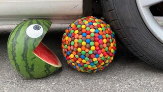 Crushing Crunchy & Soft Things by Car! EXPERIMENT Car vs Spider Pacman Coca Cola, Mirinda Balloons