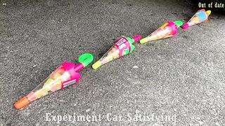 Crushing Crunchy & Soft Things by Car! EXPERIMENT: Car vs Slime, Coca Cola, Fanta, Mirinda Balloons
