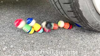 Crushing Crunchy & Soft Things by Car! EXPERIMENT: Car vs Watermelon Juice, Coca Mirinda Balloons