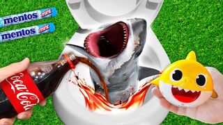 EXPERIMENT!! Baby shark VS Coca Cola, Mentos in Toilet = ???